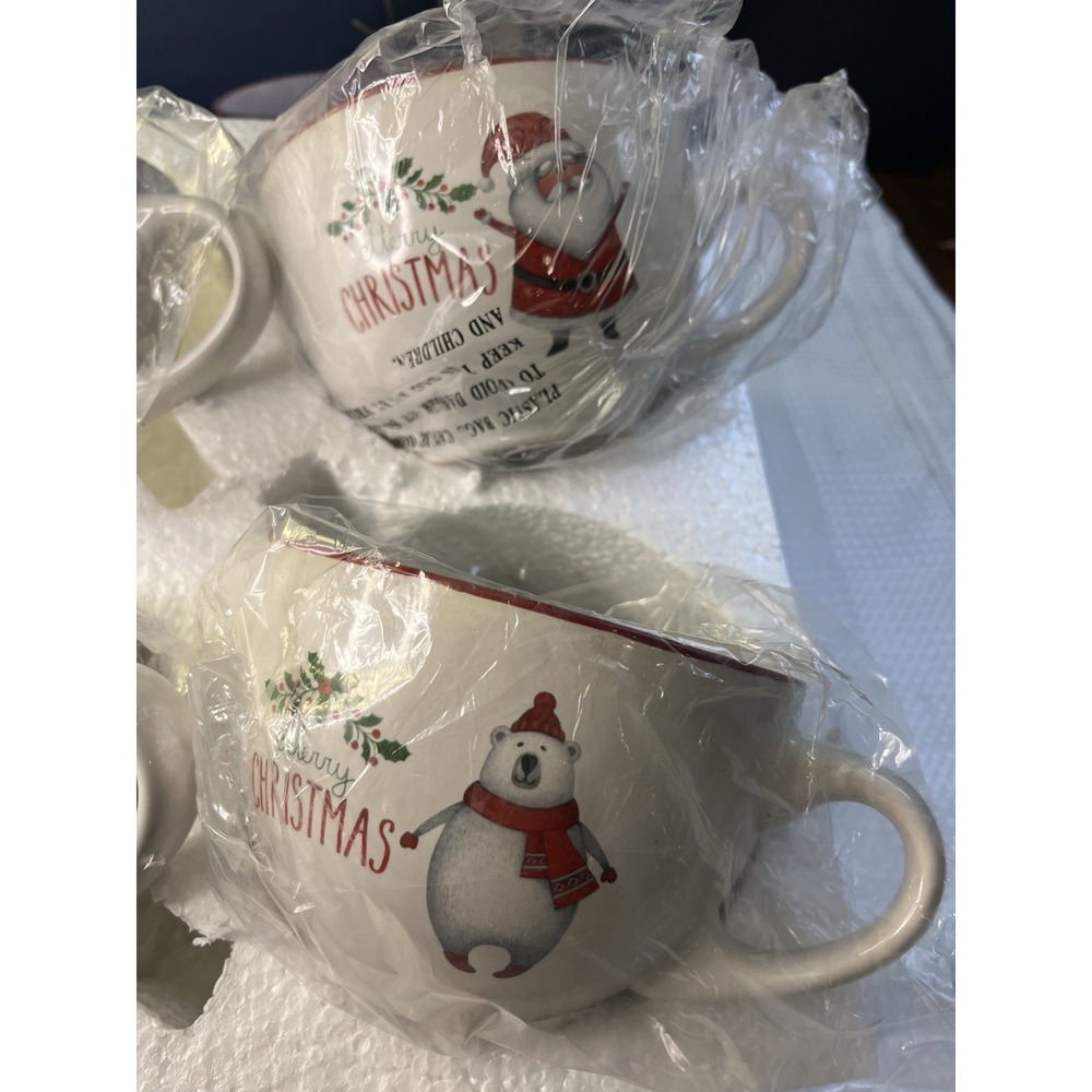 Bruntmor Set Of 4 In Box 24 Oz Jumbo Christmas Cereal/Coffee Mugs - Picture 3 of 4